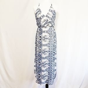 NEW- LUSH Blue Floral Surplice Maxi Dress